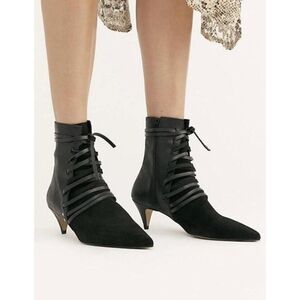 Free People Juliette kitten heel black booties sz EU 40 US 9-9.5
